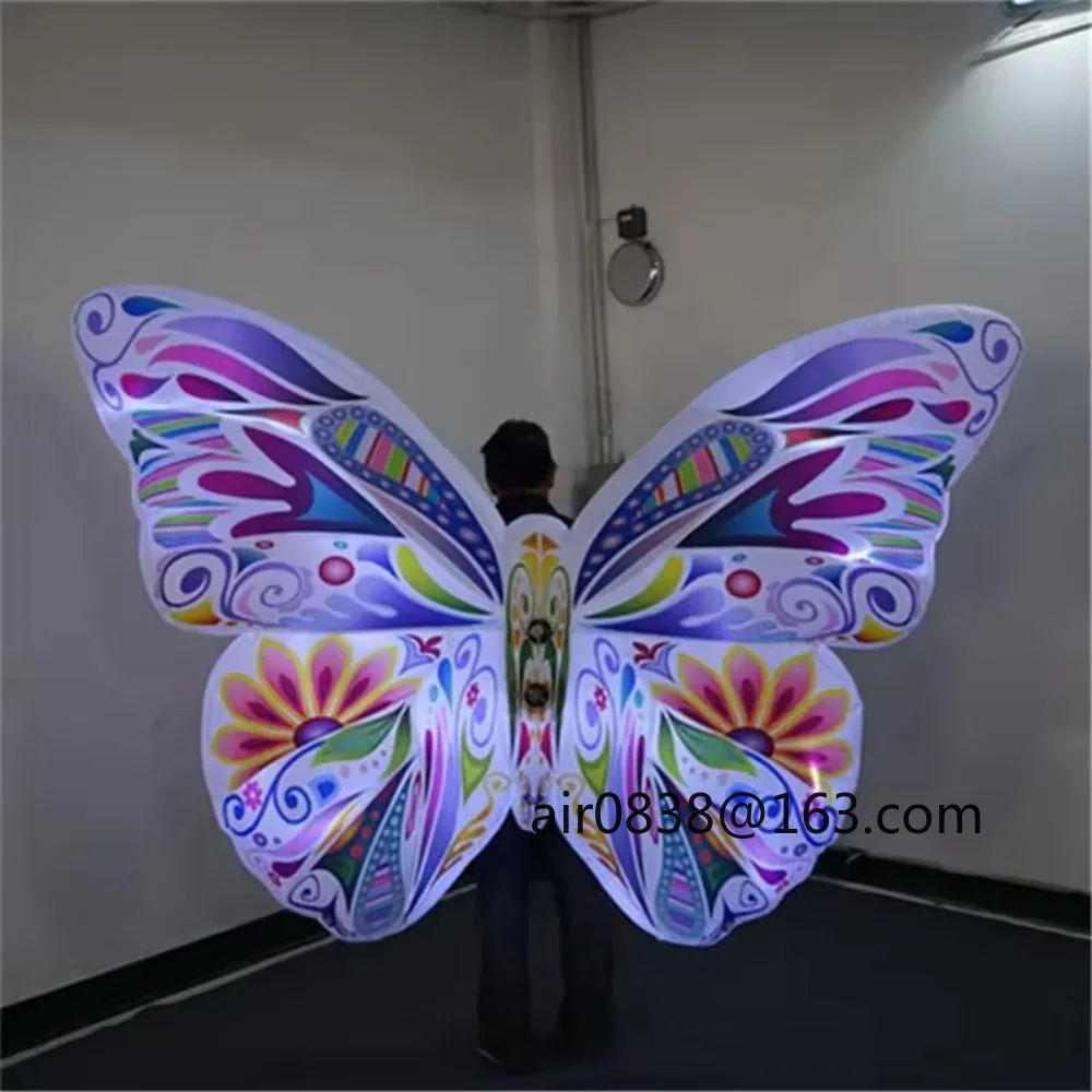 パレード用歩行式インフレータブル蝶コスチューム、大人用パーティー、ステージイベント、パフォーマンス用のインフレータブル照明コスチューム