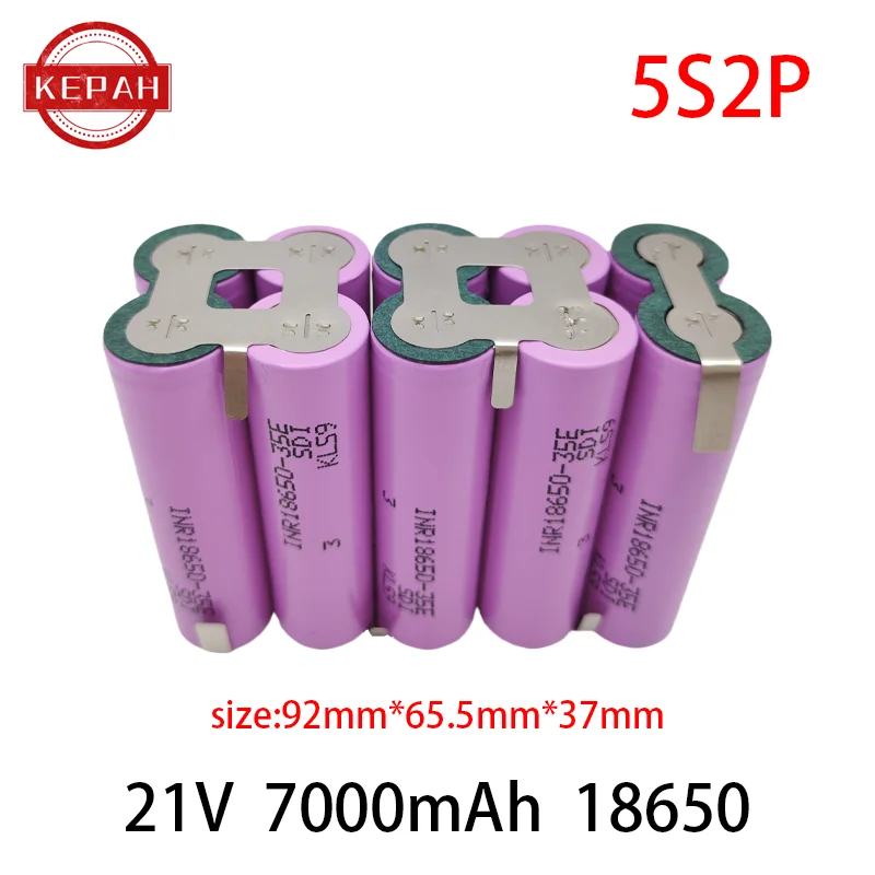 تخصيص5S2P 5S3P 5S4P 6S2P 8.4V 3.7V 10.8V 16.8V 18V 25.2V 18650 35E بطارية حزمة 3500mAh لخلية الحفر الكهربائية مفك البراغي