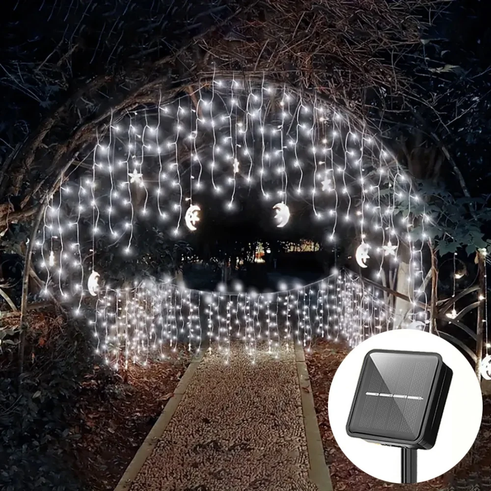 

Solar Icicle Lights Wedding Decoration Fairy Lights String 8 Modes Outdoor Eaves Decoration For Christmas Party Garden Lighting