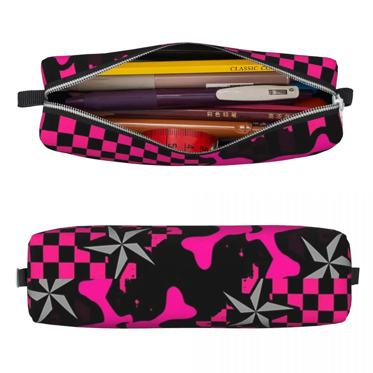 Punky Pink Emo Pencil Cases Large Capacity Pen Bags Pen Box For Boys Girls Students Stationery Pencil Pouch Cosmetic bag - view 2
