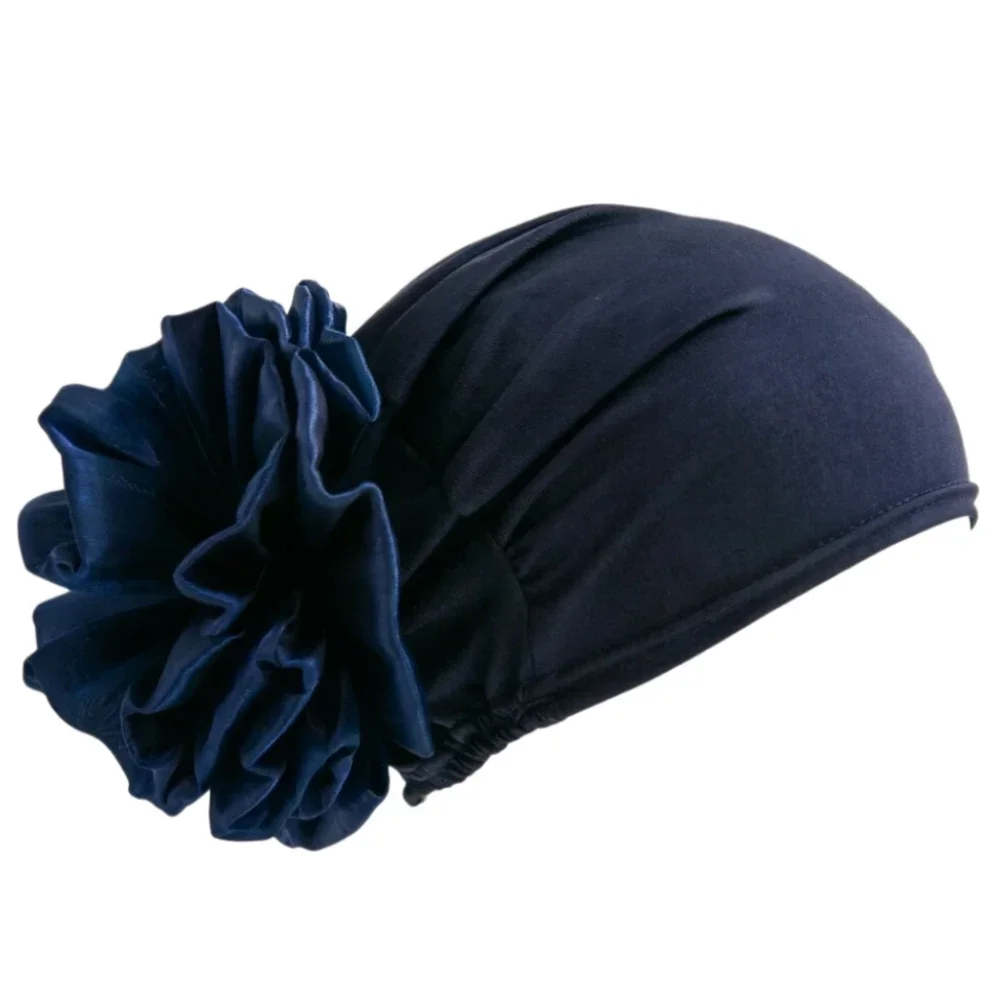 Elastischer, großer Blumen-Turban für Damen, einfarbig, Haarband, Mütze, muslimischer Hijab, weicher Schal, Haarausfall-Schutz, Accessoires – Detail 8