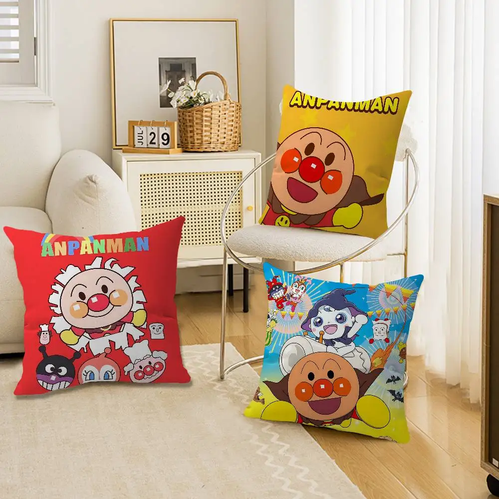 A-Anpanman Anime Cushion Cover Car Throw Pillow Case For Sofa Car Christmas Gift 40x40cm 45x45cm
