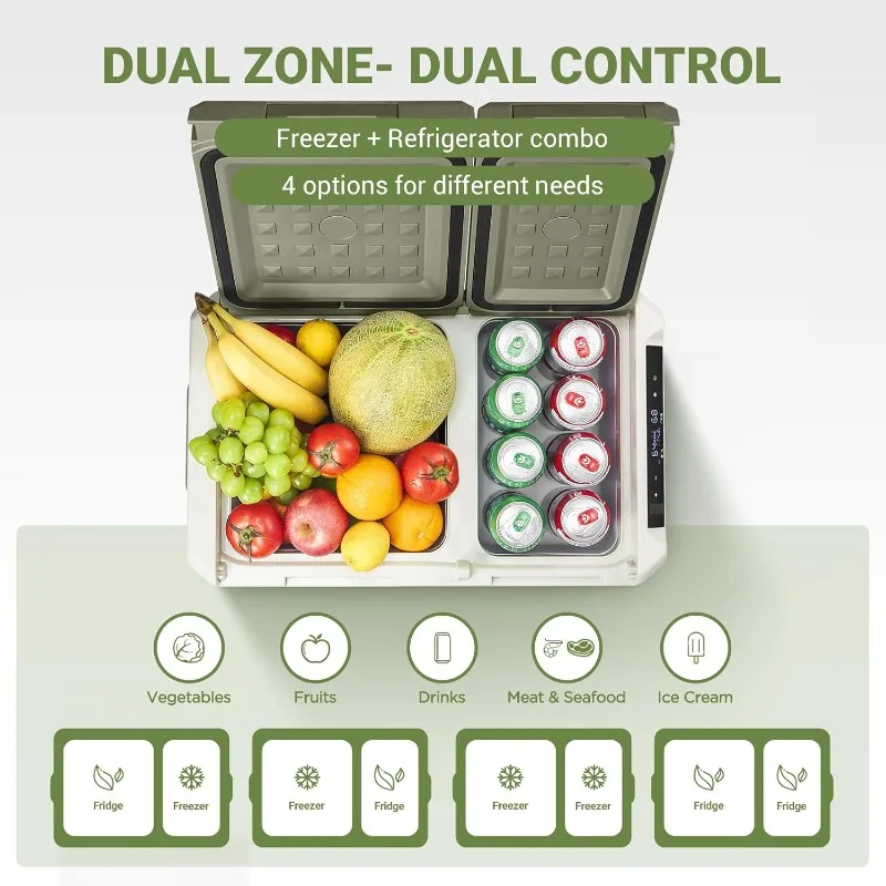 

2V Portable Refrigerator, 42Quart (40L) Dual Zone Car Refrigerator, RV Car Fridge APP Control