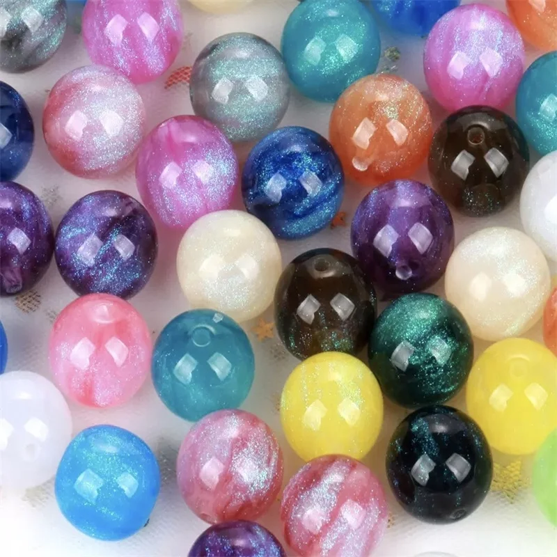 

Free shipping 100pcs/lot 16mm glitter effect geometry rounds shape resin straight hole beads diy jewelry accessory