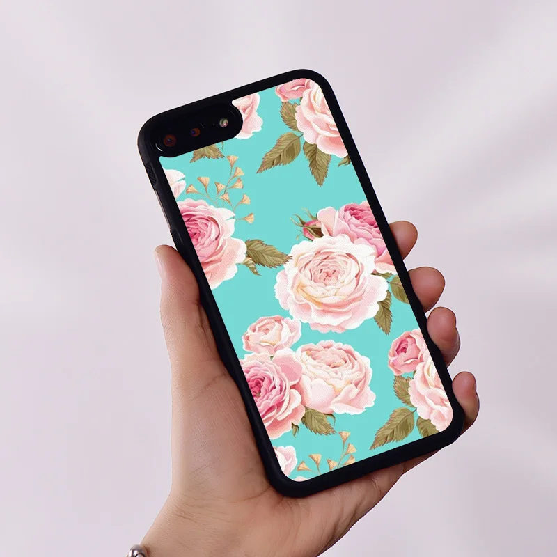 Wildflower Silicone Rubber Phone Case Cover for iPhone 6 6S 7 8 Plus X XS XR 11 12 13 14 15 Mini Pro Max Blue Floral