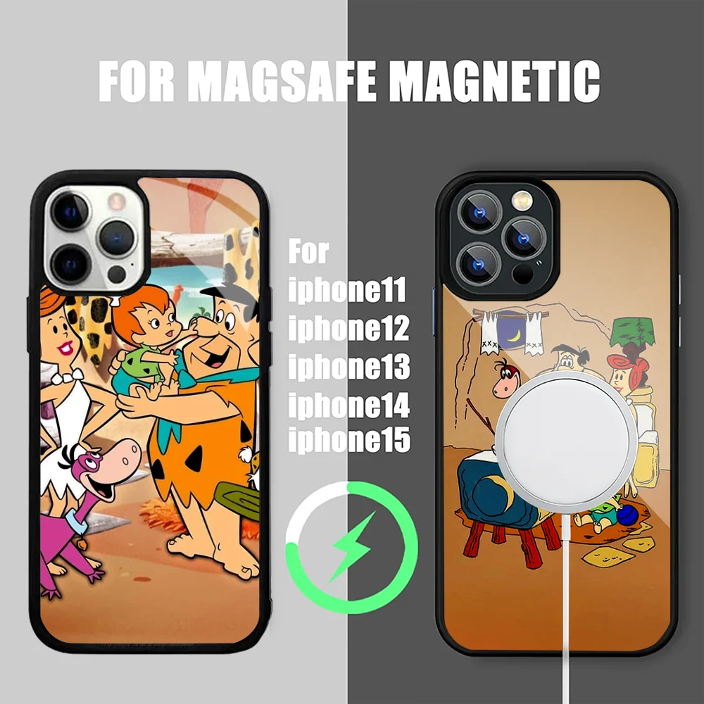 Cartoon The F-Flintstones Phone Case For IPhone 15 14 13 Pro Max 11 12 Mini Alex Mirror For Magsafe Wireless Charging Cover