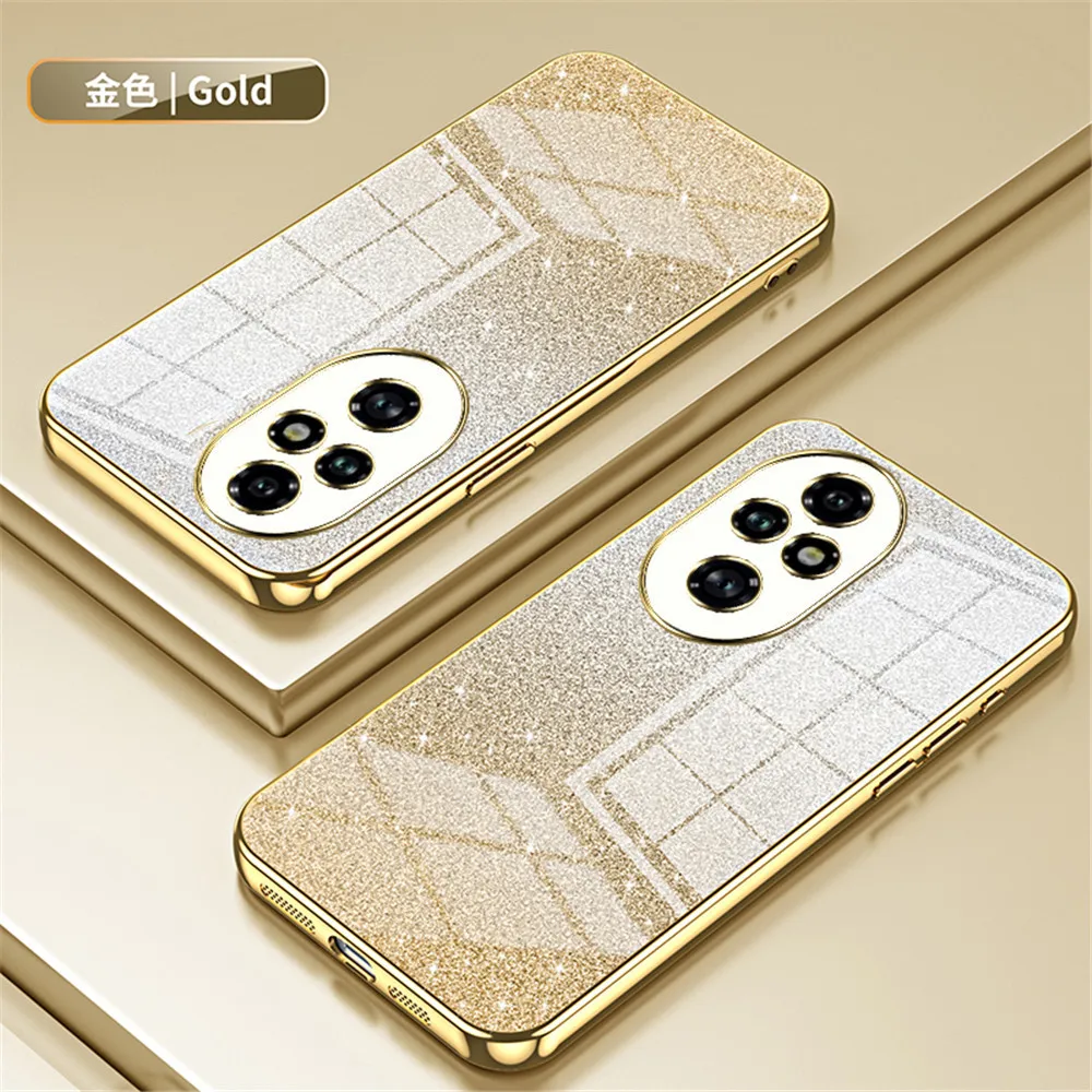 For Honor 200 Pro Gradient Glitter Plating Clear Phone Case For Huawei Honor 200 Lite 100 90 80 70 60 50 30 20 Pro Bumper Cover