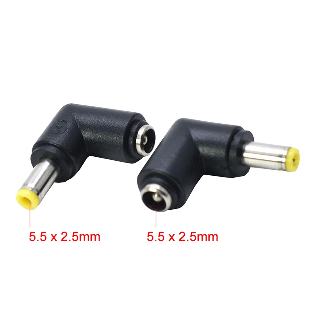 

2pcs DC 5.5x2.5 mm Female to 5.5x2.5 mm Male 90 Degree DC Power Plug L Type Connector Adapter
