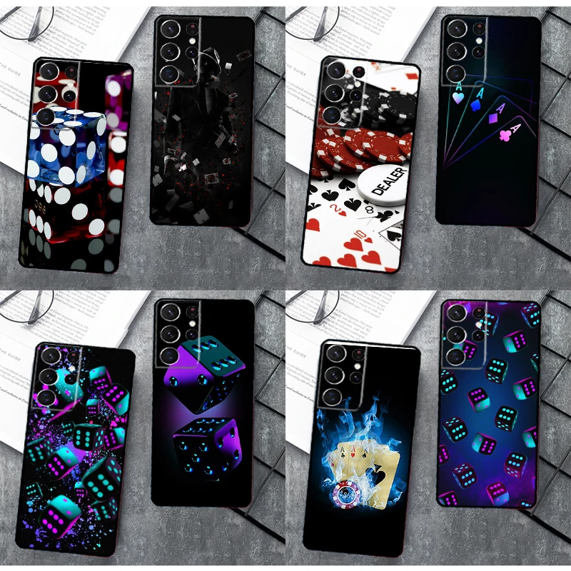 Dices Poker Casino Case For Samsung Galaxy S23 S22 Ultra S9 S10 Note 10 Plus Note 20 S21 Ultra S20 FE Phone Coque