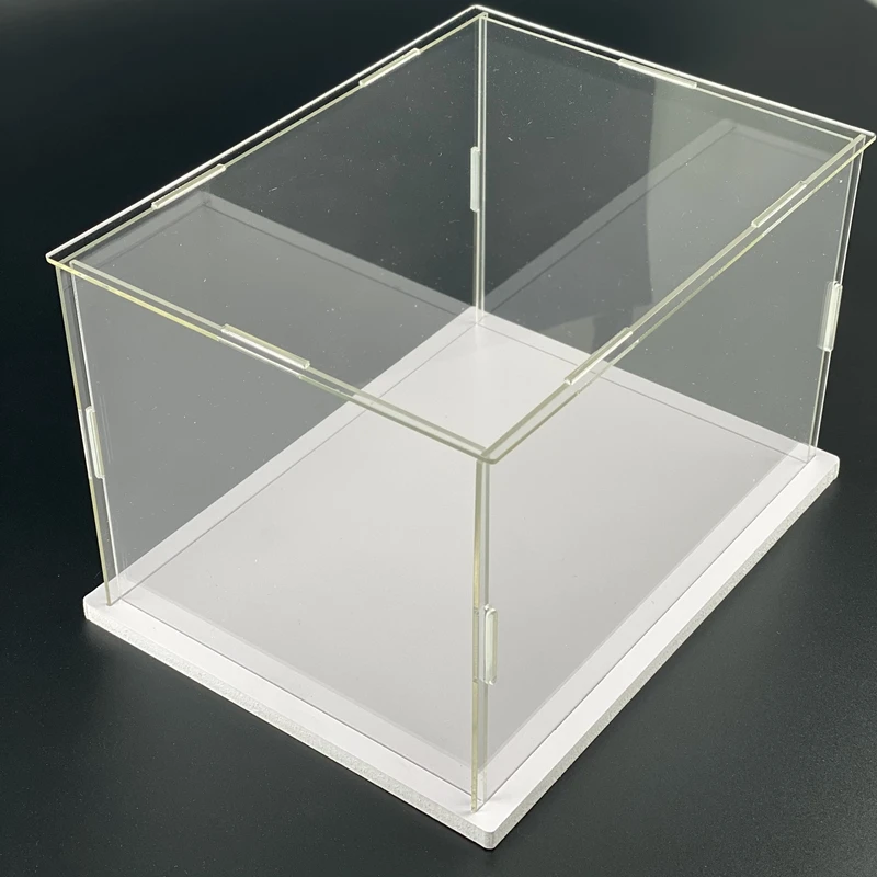 Clear Self-Assembly Acrylic Display Case Acrylic display box Transparent Dust Proof Protection Showcase with White base