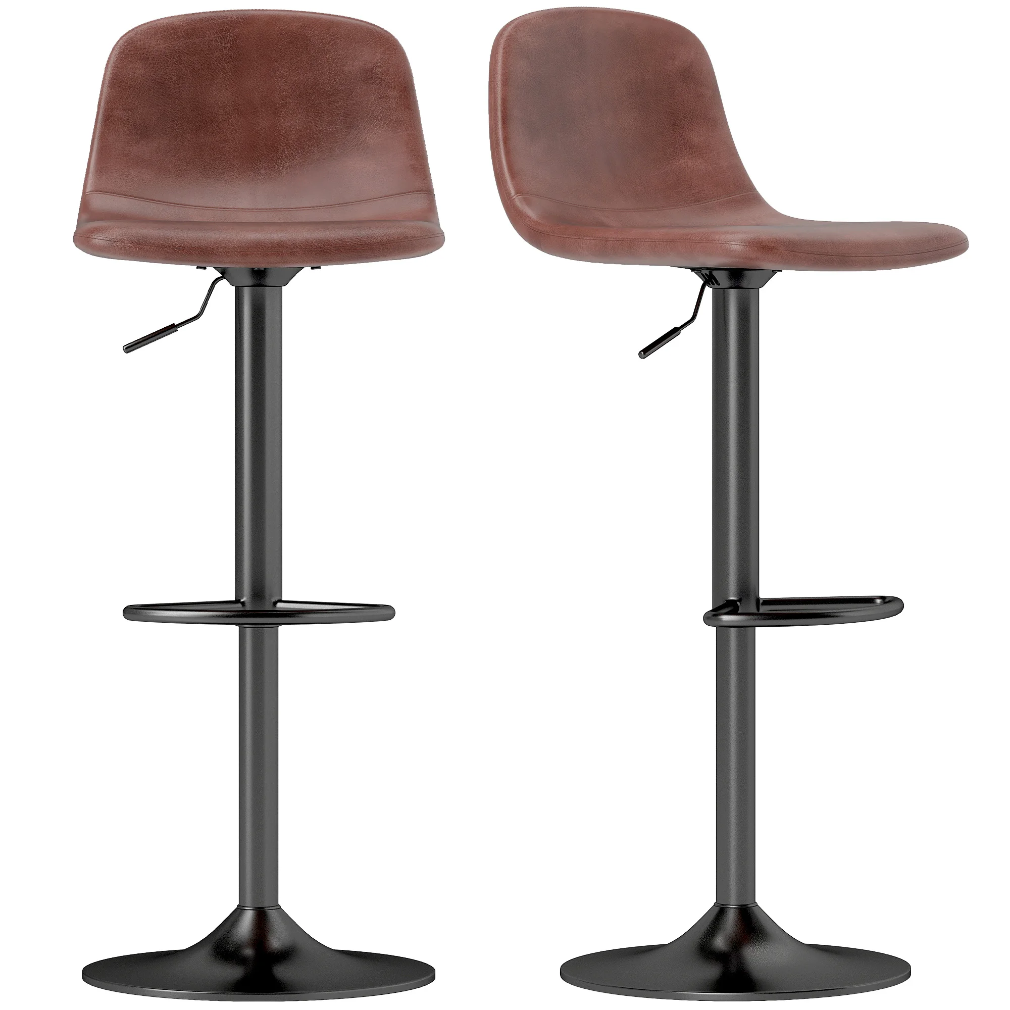 HOMCOM Juego de 2 Taburetes de Bar Regulable en Altura 84-104 cm Marrón