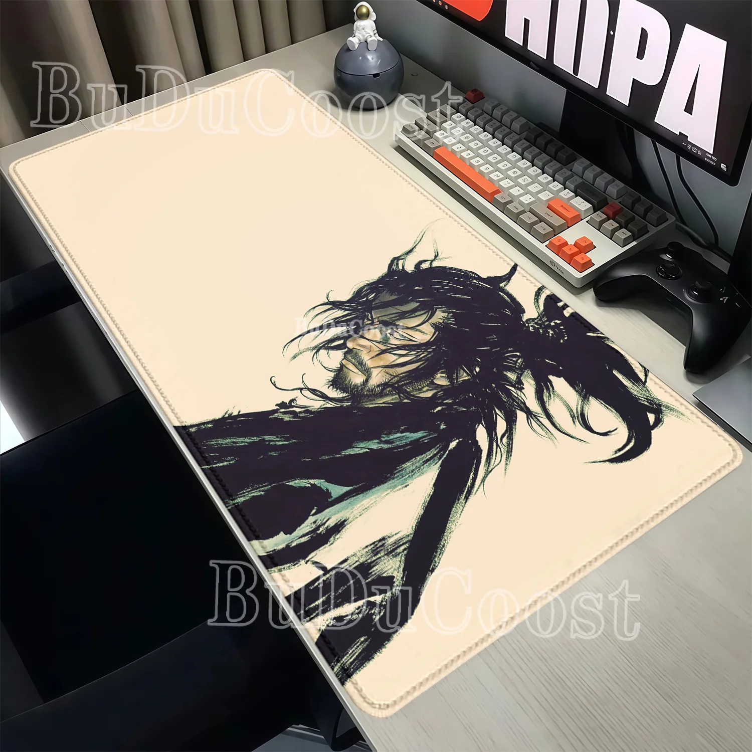 Mousepad Miyamoto Musashi Vagabond Manga Large Gaming Compute XXL PC Keyboard Mouse Mat Nonslip Base Rubber HD Printing Desk Mat