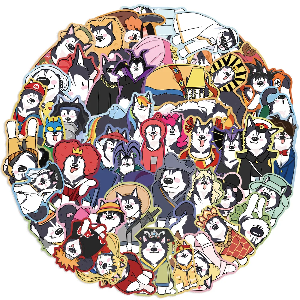 

10/30/50PCS Kawaii Dog Husky Sticker Cute Cartoon Graffiti Decoration Guitar Laptop Luggage Phone Case Waterproof Decal Toy