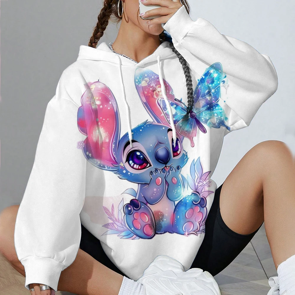 ديزني غرزة هوديي أزياء حلوة الجمال نمط رياضية طويلة الأكمام هوديي الرياضة هوديي شعبية عارضة المرأة هوديي #4