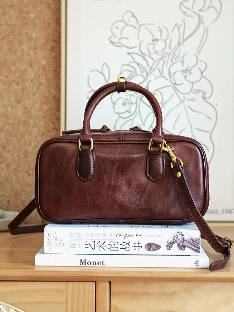 PNDME designers hand-made luxury vegetable tanned cowhide women's handbag simple casual genuine leather female shoulder bag