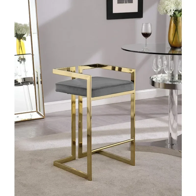 Upholstered Counter Height Stool with Durable Steel Base