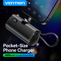 Vention 22.5W Power Bank 4800mAh Build-in Lightning Cable LED Display Portable Fast Charger Powerbank For iPhone Xiaomi Charging
