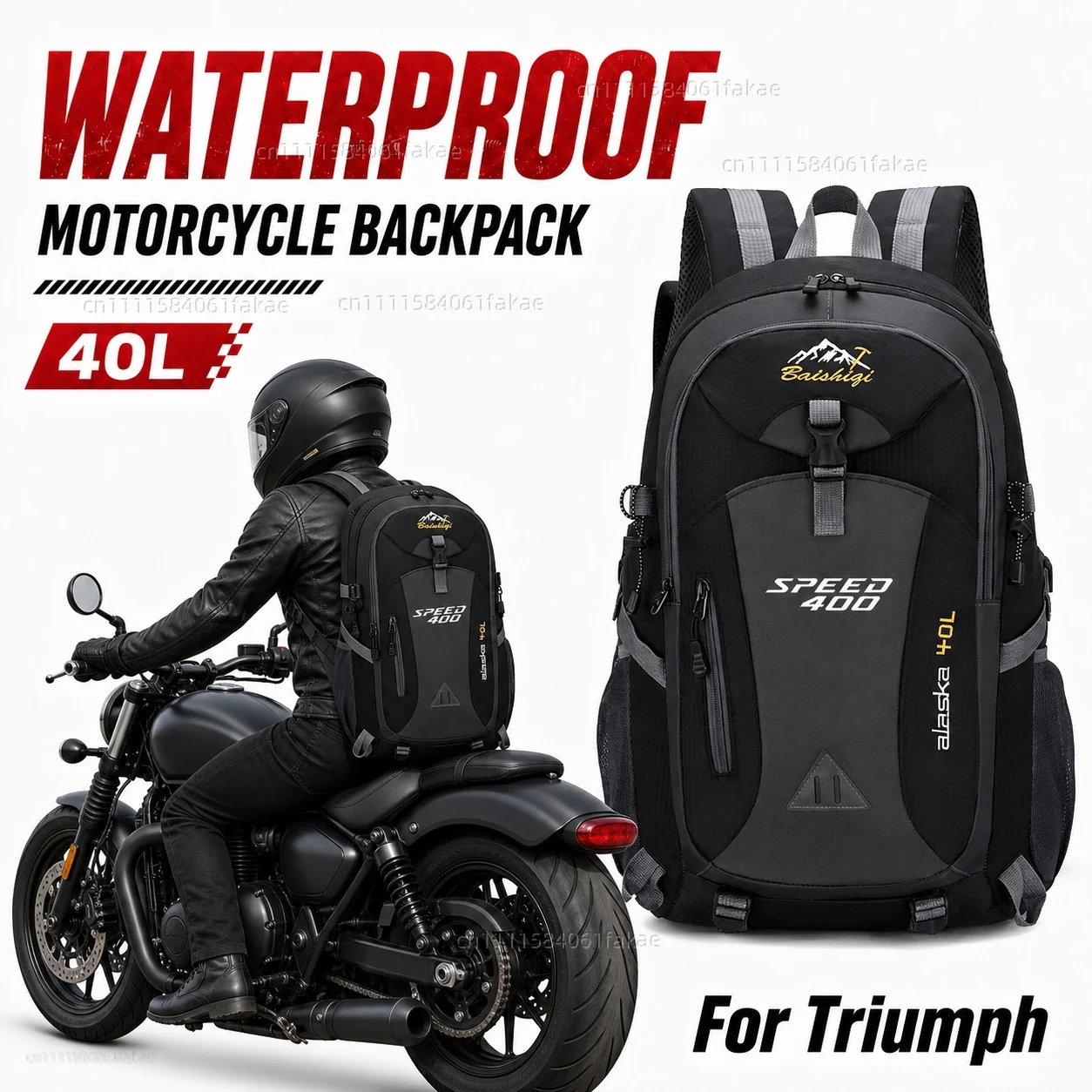 For Triumph Scrambler 400X 400 X Speed 400 2023 2024 Motorcycle Backpack 40L Waterproof Travel Backpack Outdoor Hiking Camping