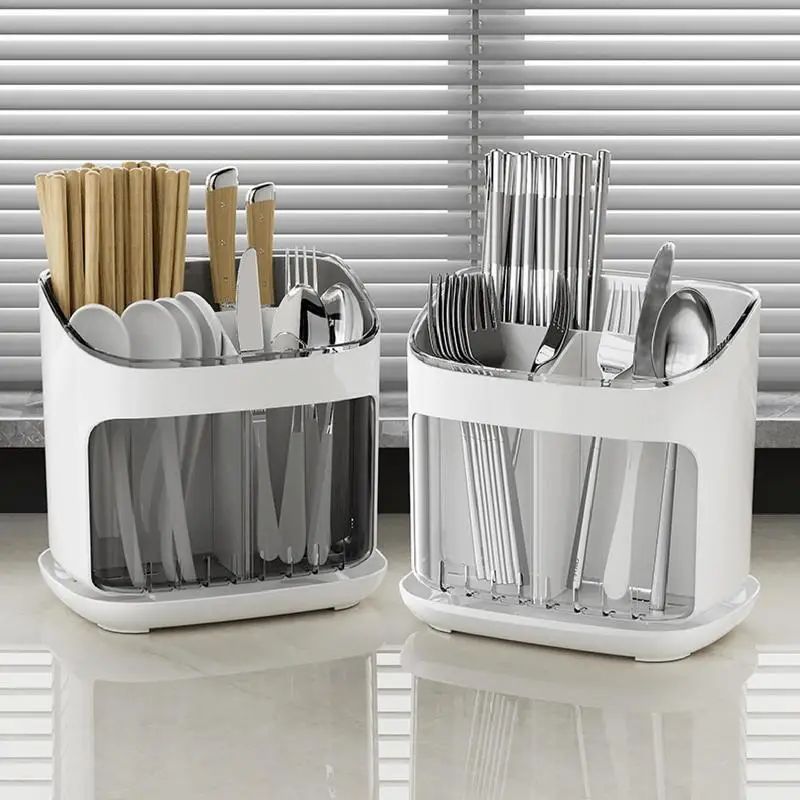 Stainless Steel Kitchen Utensil Holder Drying Rack Silverware Organizer Holder Draining Storage Rack For Tableware Fork