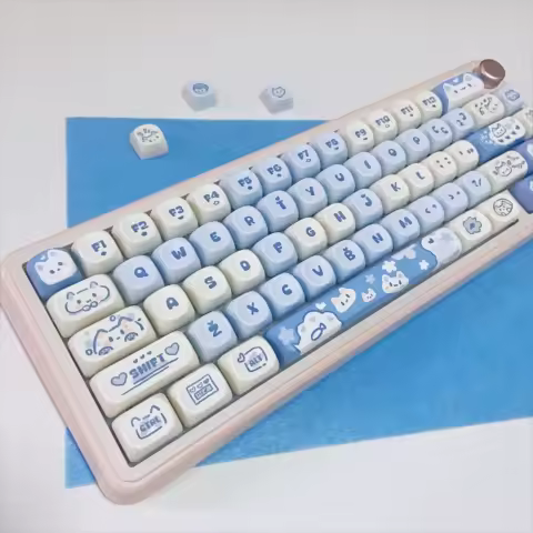 Cute Keycaps Set for Mechanical Keyboard Cat Fog Bear Pink Green Blue Purple Various Theme Keycaps MOA Custom Gaming Keyboard