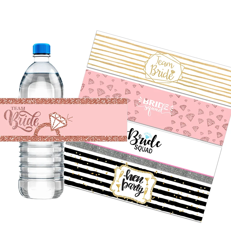 10/20pcs Henna Day Bachelorette Party Bridal Shower Decor Water Bottle Labels Bride To Be Team Bride Squad EVJF Stickers