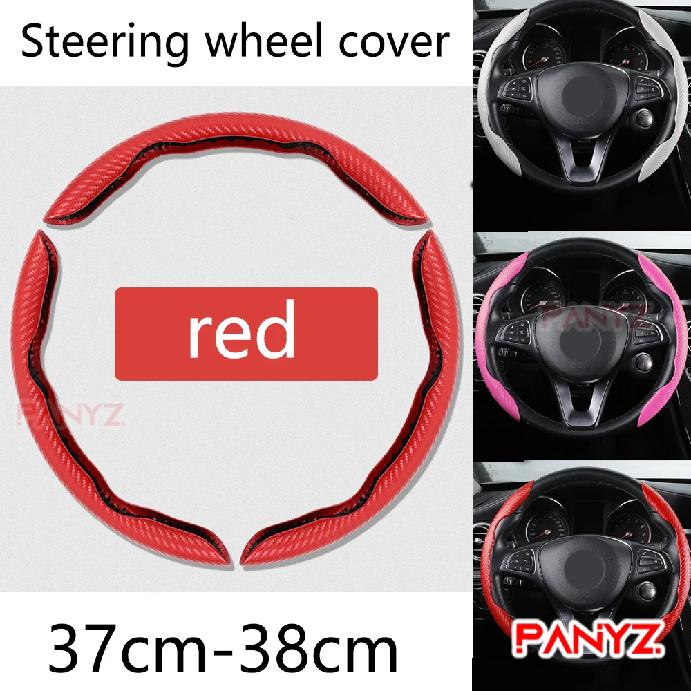 38cm Carbon Fiber Car Steering Wheel Cover no-slip Card Cover Auto Steering Wheel Handle Booster Protective Cover