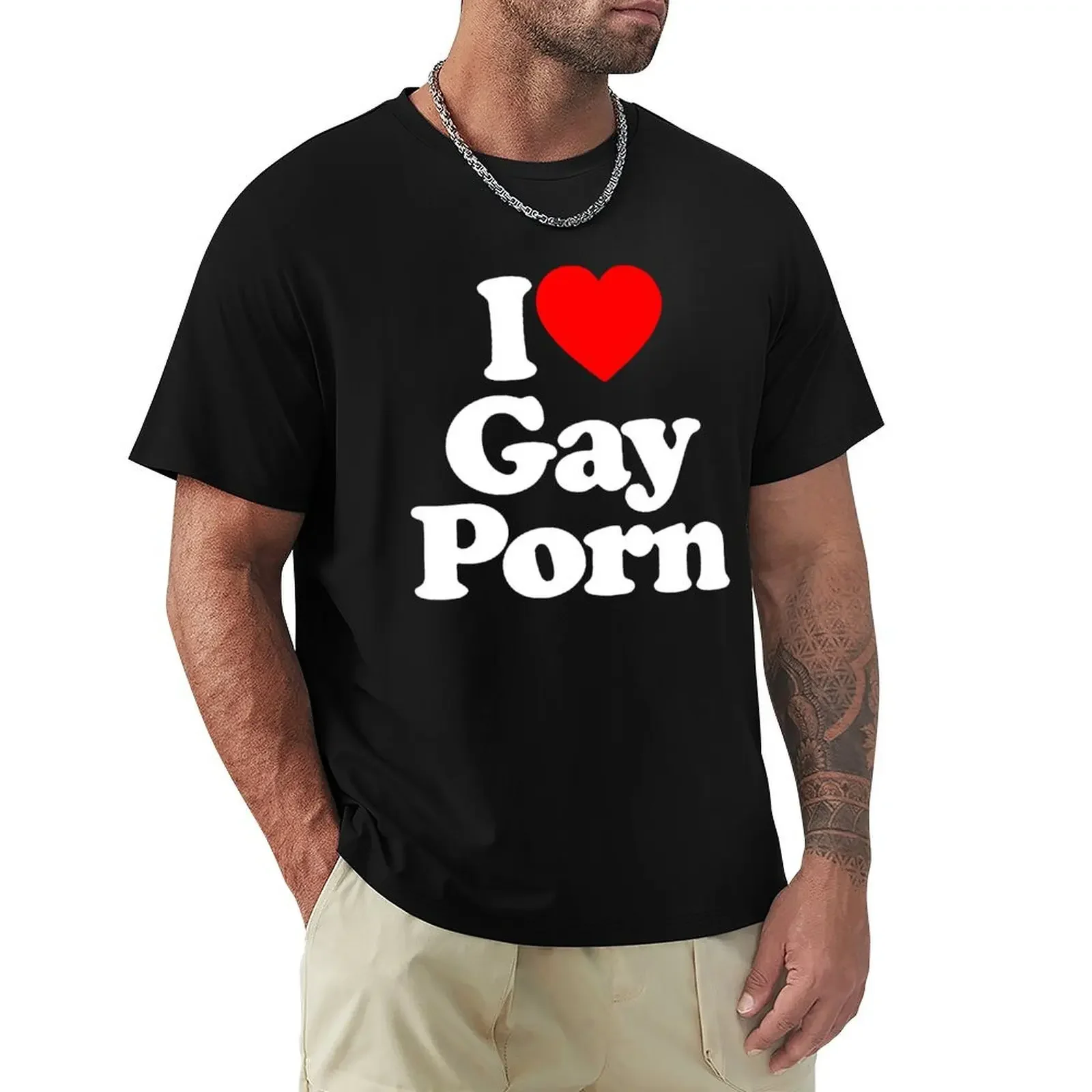 Funny I Love Gay Porn Mens T Shirts Casual Summer LGBT T Shirt Unisex Short Sleeve Streetwear Round Neck Men\'s T-shirt