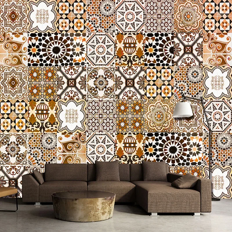 Modern Retro 3D Mosaic Pattern Papel Murals Wallpapers For Living Room TV Sofa Background Wall Cloth Waterproof  3d Wall Papers