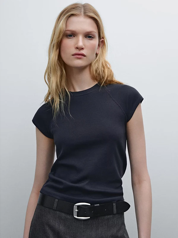 Cómoda camiseta redonda Ne ort Sve para mujer Basic Sle Color puro Diseño simple Primavera Verano Nueva llegada MD Mujer...