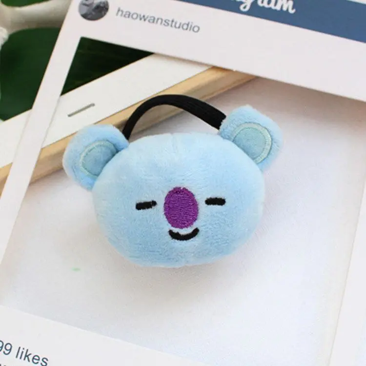 BT21 anime cartoon cute plush doll hair tie creative Kawaii girl sweet toy scrunchie hair accessory fan merchandise gift - Detail 1