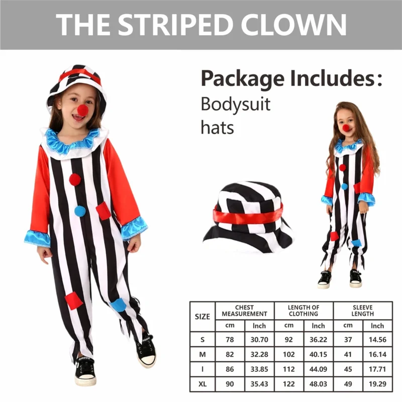 هالوين الاطفال السيرك المهرج زي حللا المرفقة شعر مستعار أحذية الأحمر الأنف يتوهم كرنفال تأثيري للأطفال اللباس