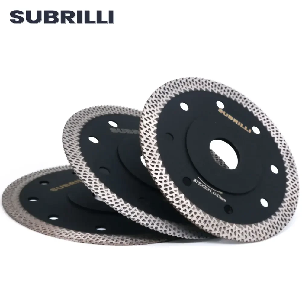 SUBRILLI/105/115/125mm 3 unids/set súper fino hojas de sierra de diamante aro Turbo segmento discos de cortar para baldosas de cerámica de porcelana de piedra