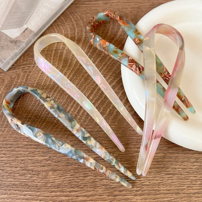 

1/3/4pcs Retro U-shaped Acetate Hairclip for Women Elegant Temperament Ponytail Hairpin Fashion Girls Hair Accessories