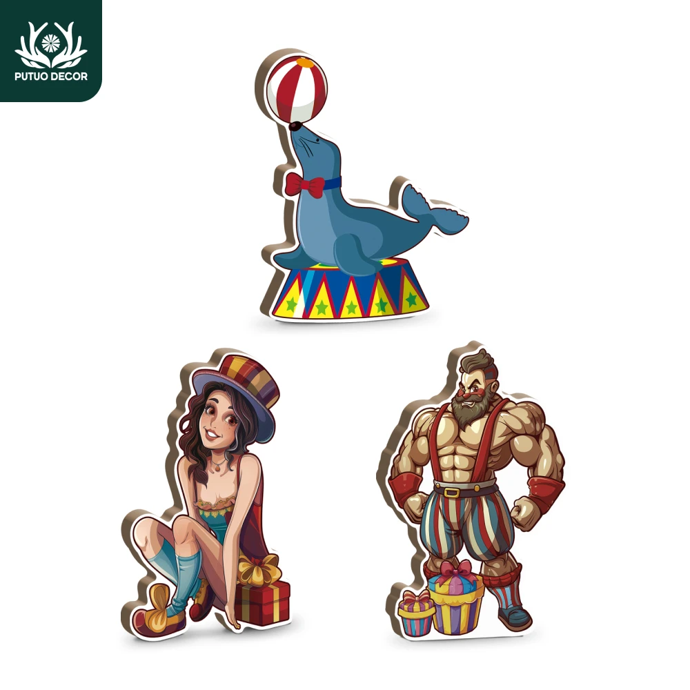 

Putuo Decor 3pc Circus and Walrus Performances Element Wooden Sign Table Decor, Desktop Decoration for Home Cafe Shop Bar