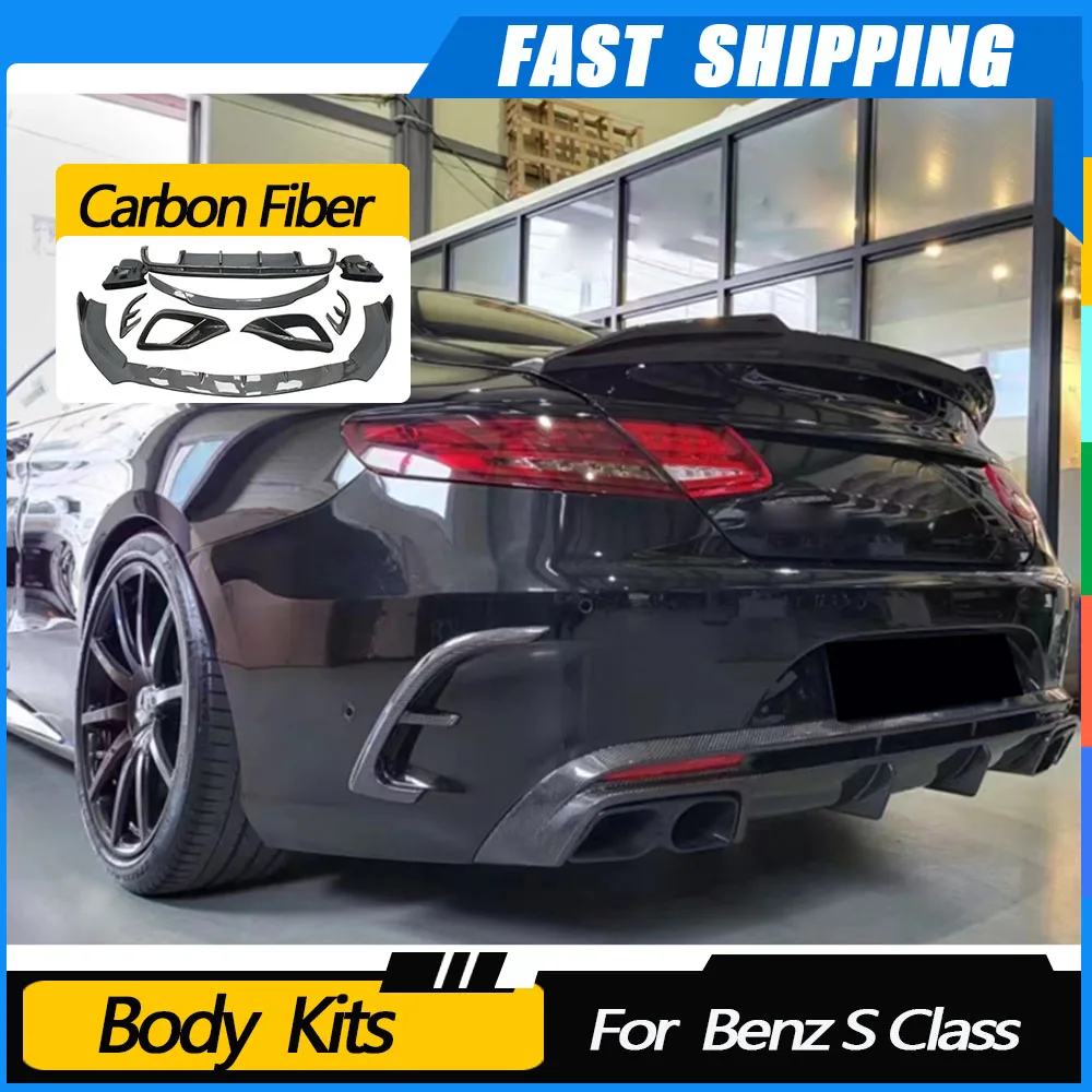 

Car Body Kits For Benz S Class W217 C217 S63 S65 Coupe 2014-2019 Front Bumper Lip Air Vent Trims Rear Diffuser Rear Spoiler Wing