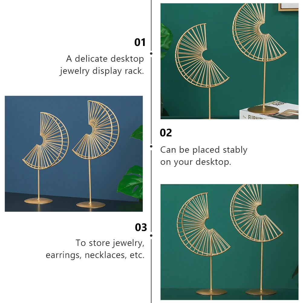 

Jewelry Hanger Semi-circular Ornament Rack Metal Tabletop Holder Display for Vendors