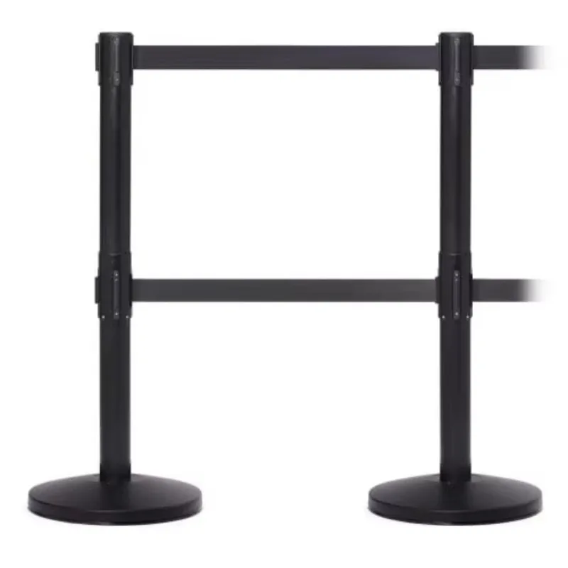 【Professional Use】Black Dual Retractable Queue Belt Barrier Pole With 2 Meters 3 Meters 5 Meters