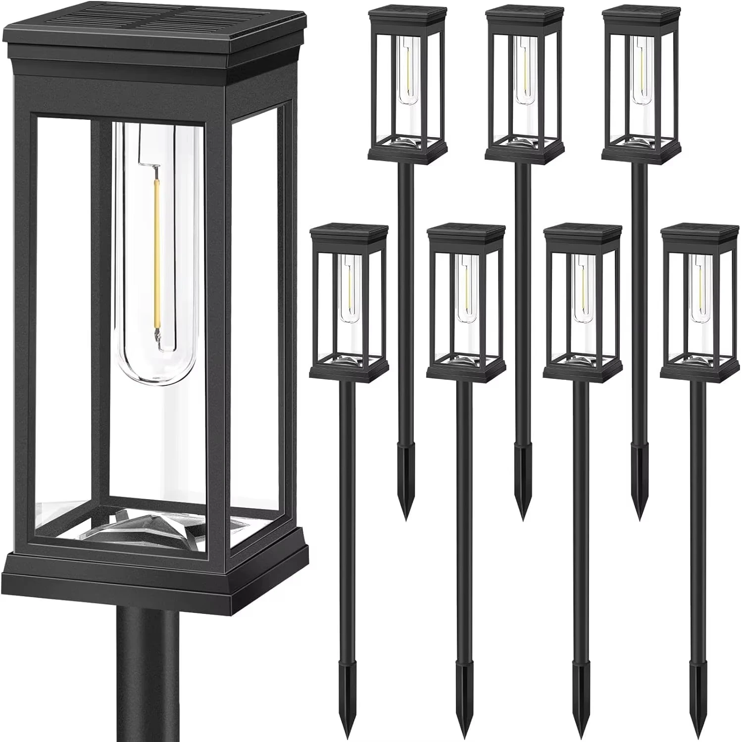 

Solar Pathway Lights OutdoorSolar Tungsten Lawn Lights Waterproof Round Tungsten Solar Lights Landscape Square Path Lights