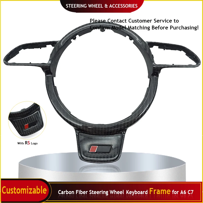 

Спортивная рамка на руль из углеродного волокна, рамка для клавиатуры с логотипом S/RS/Sline для Audi A4 B8 A6 C7 A3 8V, аксессуары для обновления автомобиля