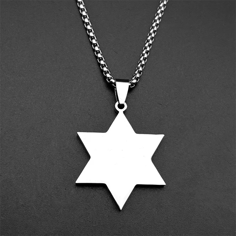 Jewish Hebrew Chai Symbol Star of David Pendant Necklace for Men Women Gold Color Stainless Steel Israel Amulet Chain Jewelry