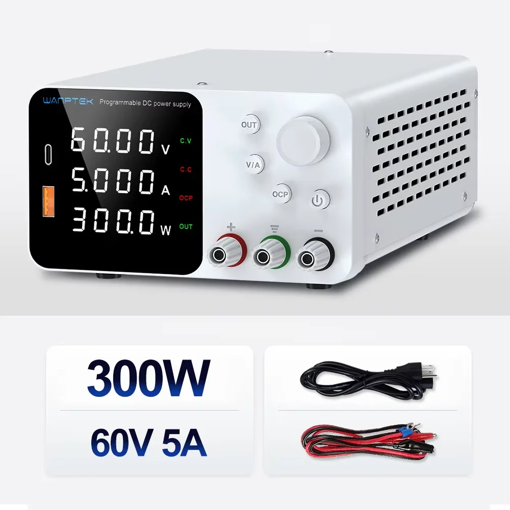 Wanptek Labor-Netzteil 30V 10A mit USB-Schnellladung Einstellbare Spannung und Stromstärke 30V 5A 60V 5A 120V 3A DC-Netzteil