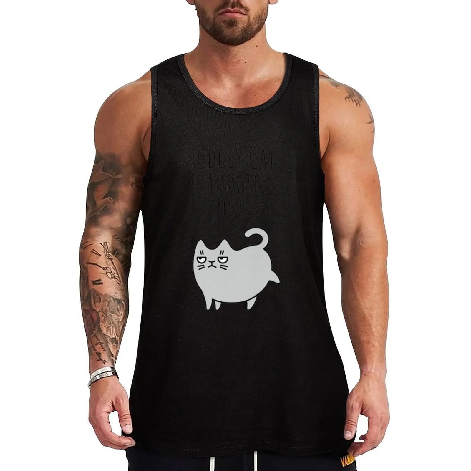 Judgey Cat Tank Top Running Jogging Tank Top Moisture Wicking Dry Fit