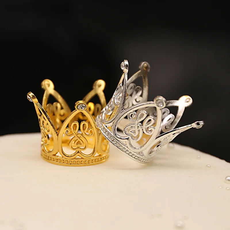 Mini Alloy Crown Cake Decoration Birthday Decorations Mini Rhinestone Cake Decorations Theme Tiara Crown Cupcakes Hair Hairpin