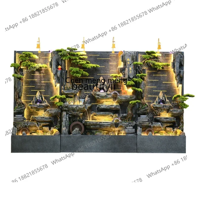 X Artificial Mountain and Fountain Water Curtain Wall Screen Office Opening Fortune Courtyard Fish Pond Landscape DecorationA