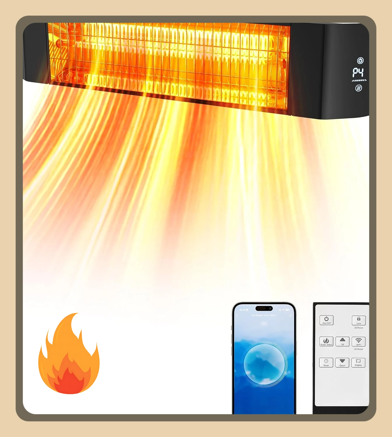 

[Лучший продавец! ]Электрический обогреватель для патио — умный инфракрасный обогреватель для помещений, 24-часовой таймер с управлением через приложение — настенный наружный обогреватель для