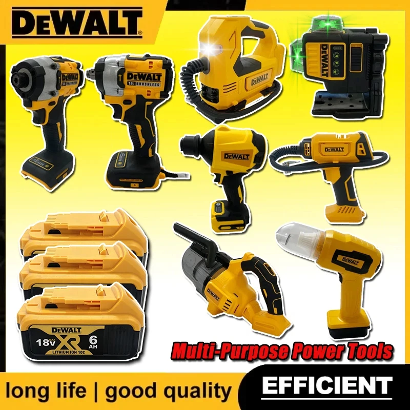 

Многофункциональные электроинструменты DeWalt: беспроводная бесщеточная угловая шлифмашина, резак, электрический гайковерт, полировальная машина, воздушный насос, термофен для 18В