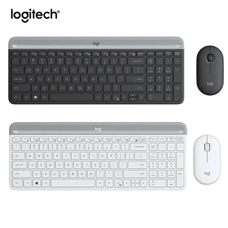 MK470 Wireless Keyboard Mouse Combo 1000DPI Optical Slim Keboards Pebble Mice 2.4 GHz   Laptop Office