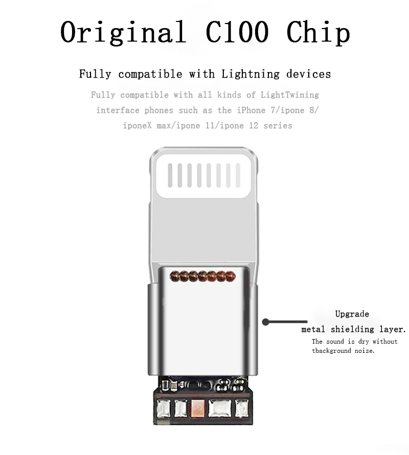 

Audio Plug Lightning Dock USB C100 IOS Iphone Male Plug With Chip Board Connector