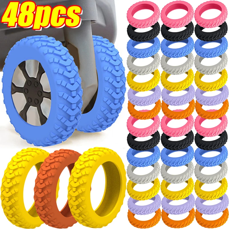 8/48pcs Luggage Wheels Protector Silicone Wheels Caster Shoes Travel Luggage Suitcase Reduce Noise Wheel Guard Cover Accessories