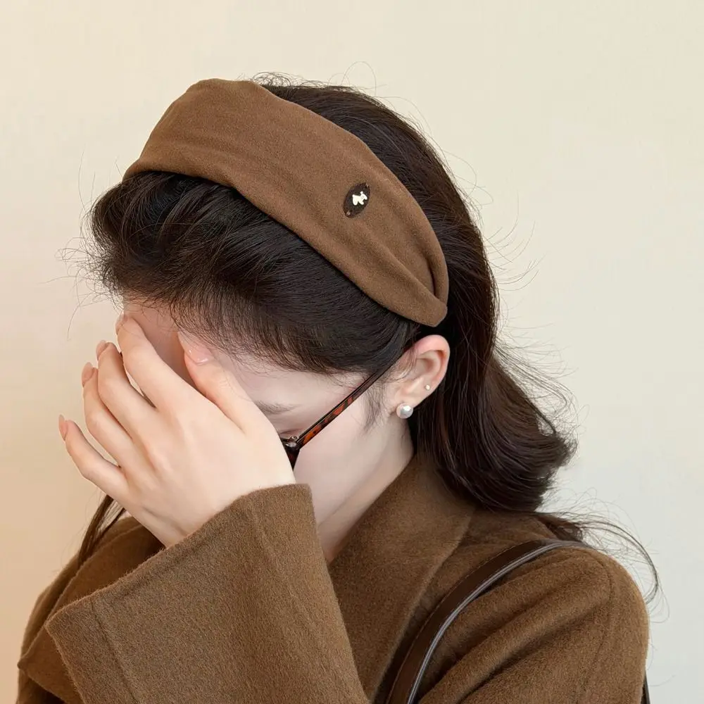 

Exquisite Minimalist Wide Hair Hoop Pony Cloth New Year Headband Solid Color Headwear New Year Headpiece Children